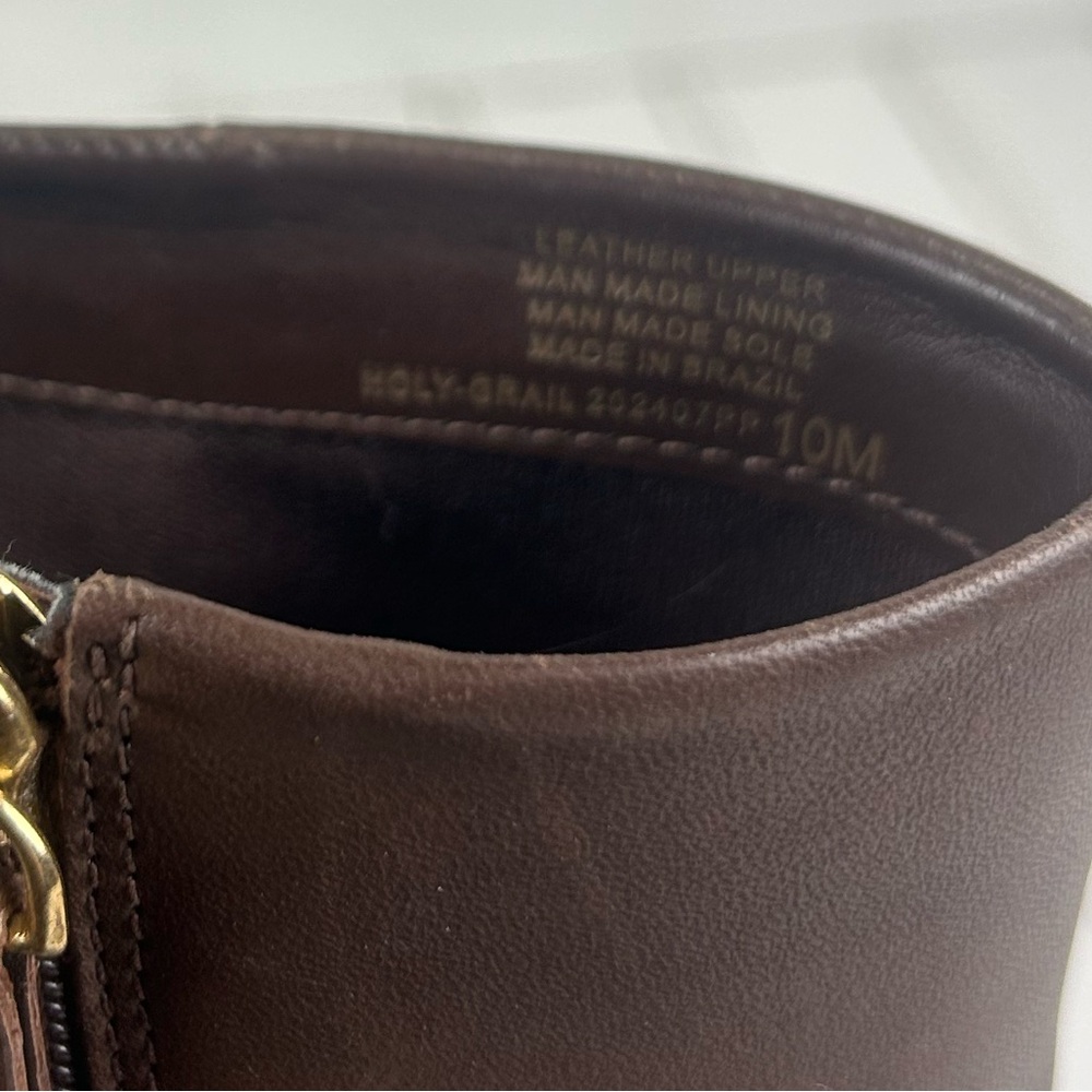 Gianni Bini Holy-Grail Brown Leather Block Heel Booties Womenโs Size 10M $140 - Picture 13 of 14